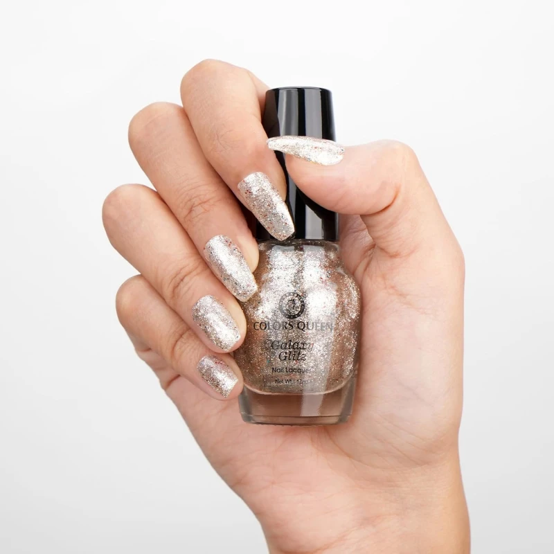 Colors Queen Galaxy Glitz Nail Lacquer | Glossy Nail Polish | Long Lasting | Chip Resisting Formula, Effortless Application | Vegan and Cruelty Free (117 - Midnight Walk, 17ml) thumbnail 2